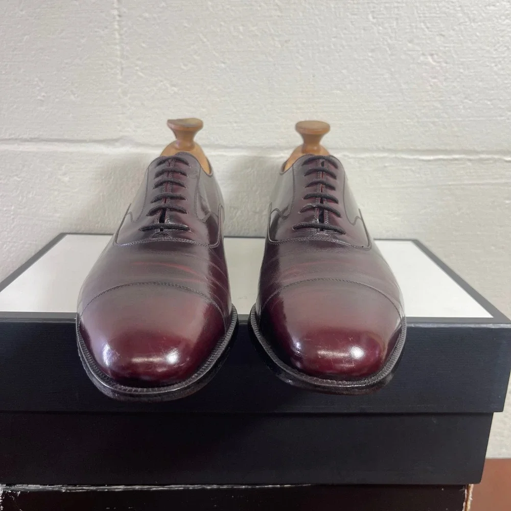 Salvatore Ferragamo Burgundy Leather Cap Toe Oxford Dress Shoes Men's 9.5 D